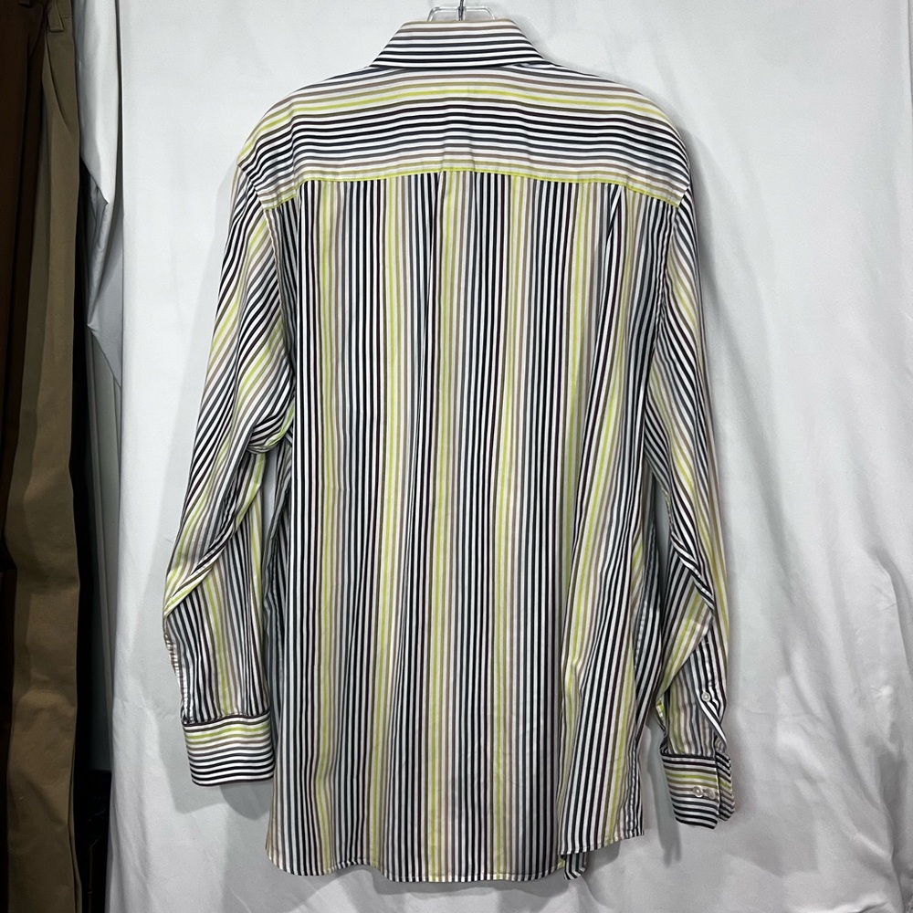 Banana Republic Striped Yellow Green and Brown Men's Shirt size large - Picture 8 of 8